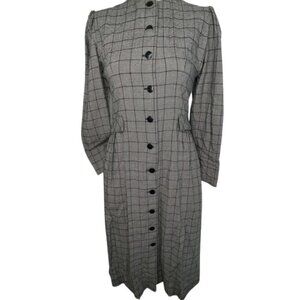 VINTAGE Lanz Glen Plaid Midi Dress Modest Size small